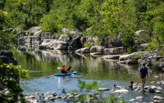 canoé bord de rivière ardèche avec chien canoé bord de rivière ardèche avec chien